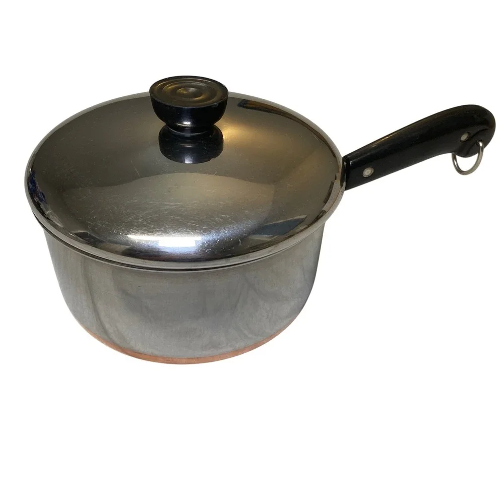 Vintage Revere Ware 2 Qt Saucepan Copper Bottom w/ Lid Clinton IL USA 1801